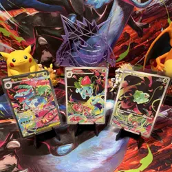 Nintendo Pokemon TCG MEGA 3-Card Holo Full Art Lot - Bulbasaur Ivysaur Venusaur - Image 1