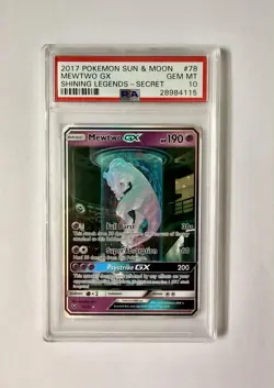 Pokemon Mewtwo GX Secret Rare Shining Legends Holo 78/73 PSA 10 GX Card - Image 1