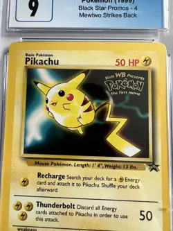 CGC 9 MINT Pikachu # 4 WB Movie WOTC Black Star PROMO Pokemon Card - Image 2