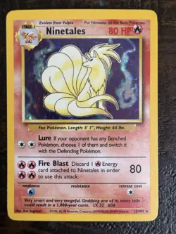 Pokemon TCG Ninetales Base Set 12/102 Holo Unlimited Holo Rare Card - Image 1