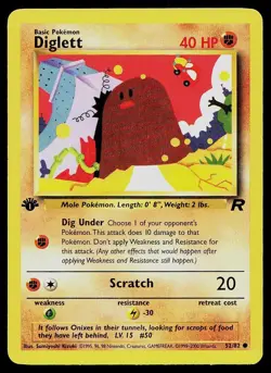 Pokemon Card Team Rocket Diglett 52/82 1st Edition Common - Image 1