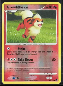 Growlithe 63/111 Rising Rivals 2009 Reverse Holo Pokemon Card - Image 1