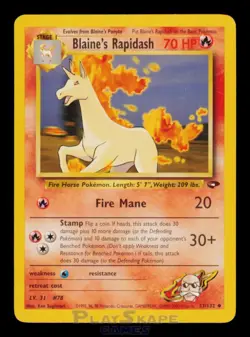 Pokemon Card Blaine's Rapidash 33/132 Gym Challenge Uncommon LP 2000 - Image 1