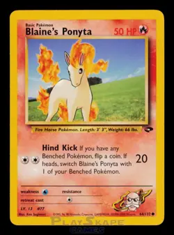 Pokemon Card Blaine's Ponyta 64/132 Gym Challenge Common LP 2000 - Image 1