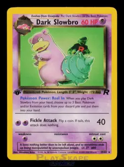 Pokemon Card Dark Slowbro 29/82 Team Rocket 1st Edition Rare Vintage LP 2000 - Image 1