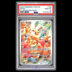 Pokemon Card PSA 10 Eevee 188/167 Twilight Masquerade IR Illustration Rare 2024 - Image 1