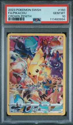 2022 Pokemon SWSH Crown Zenith Pikachu Full Art 160/159 Secret Rare Holo PSA 10 - Image 1