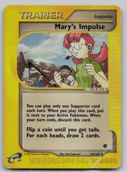 Mary's Impulse 142/165 Uncommon Expedition Base Set Pokemon Damaged - Image 1