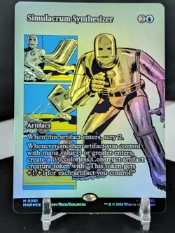 MTG Simulacrum Synthesizer BORDERLESS FOIL NM Marvel MAR #61 Mythic - Image 1