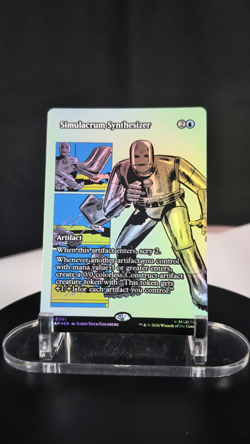 MTG Simulacrum Synthesizer BORDERLESS FOIL NM Marvel MAR #61 Mythic - Image 2