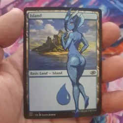 MTG Altered Art Card - Island - Anime Fish Girl V1 Magic The Gathering - Image 1