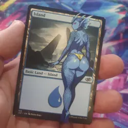 MTG Altered Art Card - Island - Anime Fish Girl V2 Magic The Gathering - Image 1