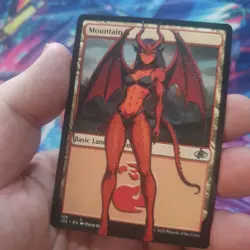 MTG Altered Art Card - Mountain - Anime Dragon Girl V2 Magic The Gathering - Image 1