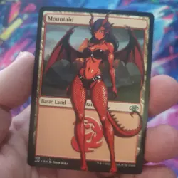 MTG Altered Art Card - Mountain - Anime Dragon Girl V1 Magic The Gathering - Image 1