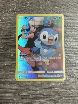 2019 Pokemon TCG Piplup Full Art Holo Secret Rare Card Cosmic Eclipse 239/236 NM - Image 1