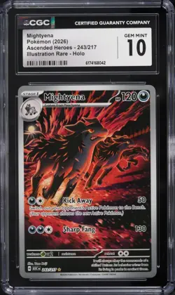 CGC 10 ENGLISH Mightyena 243/217 Pokemon Ascended Heroes Holo Illustration Rare - Image 1