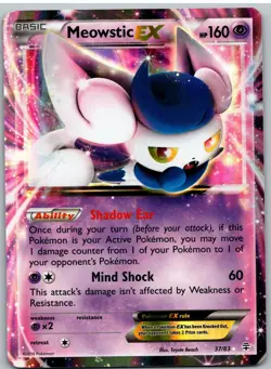 Meowstic EX 37/83 Holo EX Rare Generations Pokemon - Image 1