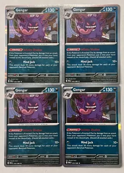 Pokemon [4x Playset]: Gengar HOLO RARE Cards 050/088 Lot Of 4 Perfect Order Set - Image 1
