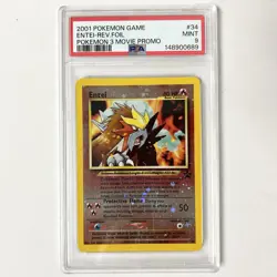 2001 POKEMON GAME MOVIE POKEMON 3 MOVIE PROMO #34 ENTEI-REVERSE FOIL PSA 9 - Image 1