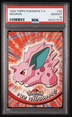 1999 TOPPS POKEMON TV #32 NIDORAN PSA 10 LOW POP - Image 1