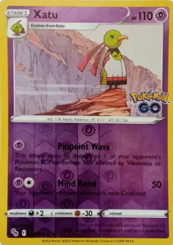 033/078 XATU REVERSE HOLO POKEMON GO POKEMON CARD - Image 1