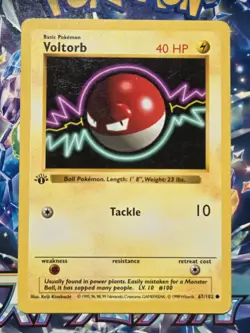 Pokemon TCG Base Voltorb 67/102 1st Edition Shadowless - Image 1