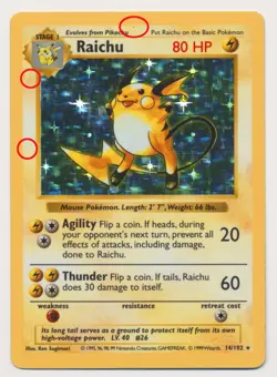 Pokemon Base Set SHADOWLESS Holo Raichu 14/102 LP Ink ErrorU See Description! - Image 3