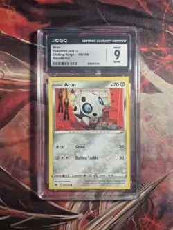 Aron SQUARE CUT ERROR CGC 9 Mint Pokemon Chilling Reign - 109/198 - Image 1