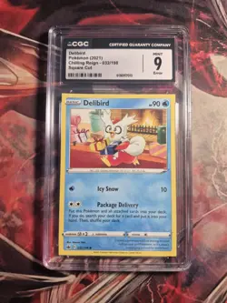 Delibird SQUARE CUT ERROR CGC 9 Mint Pokemon Chilling Reign - 032/198 - Image 1