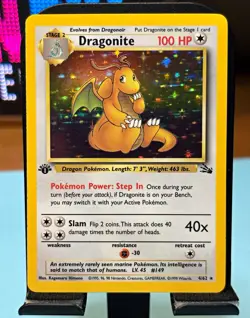 Pokemon Dragonite Fossil 1st Edition 4/62 Holo Rare - Near Mint - Image 1