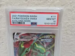 RAYQUAZA VMAX POKEMON HOLO EVOLVING SKIES 111/203 2021 PSA 10 GEM MT - Image 2