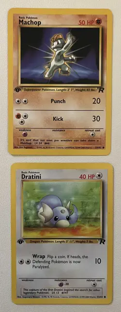 Pokemon Vintage 1st Edition Dratini 53/82 - and Machomp 59/82 - Near Mint - Image 1