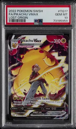 2022 POKEMON SWORD & SHIELD LOST ORIGIN #TG17 FULL ART/PIKACHU VMAX PSA 10 - Image 1