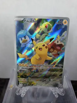 Pokemon TCG Pikachu 027 Promo Holo Black Star Paldea Evolved - Image 1