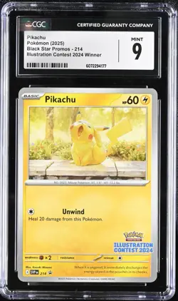 CGC 9 Pikachu SVP 214 Illustration Contest 2024 Promo Pokemon - Image 1