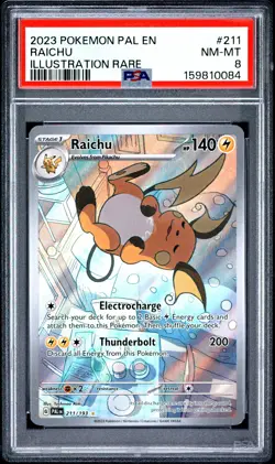 2023 POKEMON PAL EN-PALDEA EVOLVED ILLUSTRATION RARE #211 RAICHU PSA 8 - Image 1