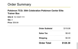 Pokemon Center ETB Elite Trainer Box 30th Anniversary Celebration Sealed PRESALE - Image 2