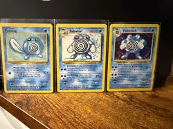 Pokemon TCG Base Set Unlimited 1999 Poliwag 59/102 Poliwhirl 38/102 Poliwrath - Image 1