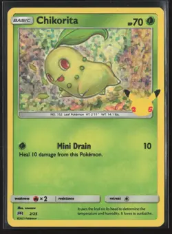 Chikorita 002/025 Promo McDonald's 25th Anniversary Pokemon Holo NM - Image 1