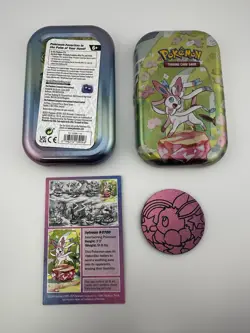 *Sylveon* Prismatic Evolutions Empty Mini Tin EMPTY (Plus Coin & Card) - Image 1