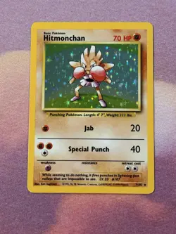 Pokemon Hitmonchan Base Set 7/102 Holo Rare WOTC Vintage Pokemon Card LP+ - Image 1