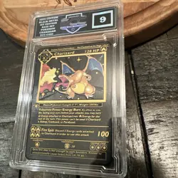2023 Custom Black Metal 1st Edition Base Set Pokemon Charizard Graded ECC 9 - Image 5