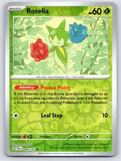 POKEMON ROSELIA TEMPORAL FORCES 008/162 REVERSE HOLO COMMON NM A2065 FREE S&H - Image 1