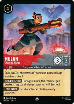 Disney Lorcana TCG 141/204 Mulan - Charging Ahead Super Rare NM - Image 1