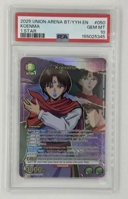 2025 Union Arena Koenma SR 1 Star Alt Art Yu Yu Hakusho #050 PSA 10 POP 2 - Image 1