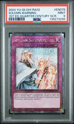 2024 YuGiOh! RA02 Solemn Warning 1st Ed. Quarter Century Secrete Rare PSA 9 MINT - Image 1