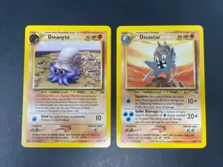 Omanyte 60/75 & Omastar 43/75 Neo Discovery Pokemon Cards - Image 1