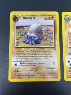 Omanyte 60/75 & Omastar 43/75 Neo Discovery Pokemon Cards - Image 2