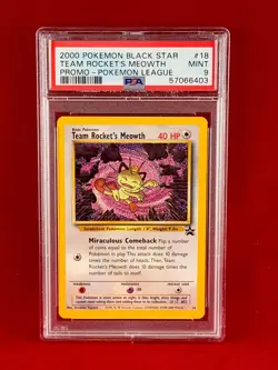 2000 Pokemon League Black Star Promo Team Rocket's MEOWTH Card #18 PSA 9 - Image 1