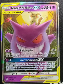 Pokemon Gengar & Mimikyu GX Team Up Holo Card 53/181 Ultra Rare SM - Image 1